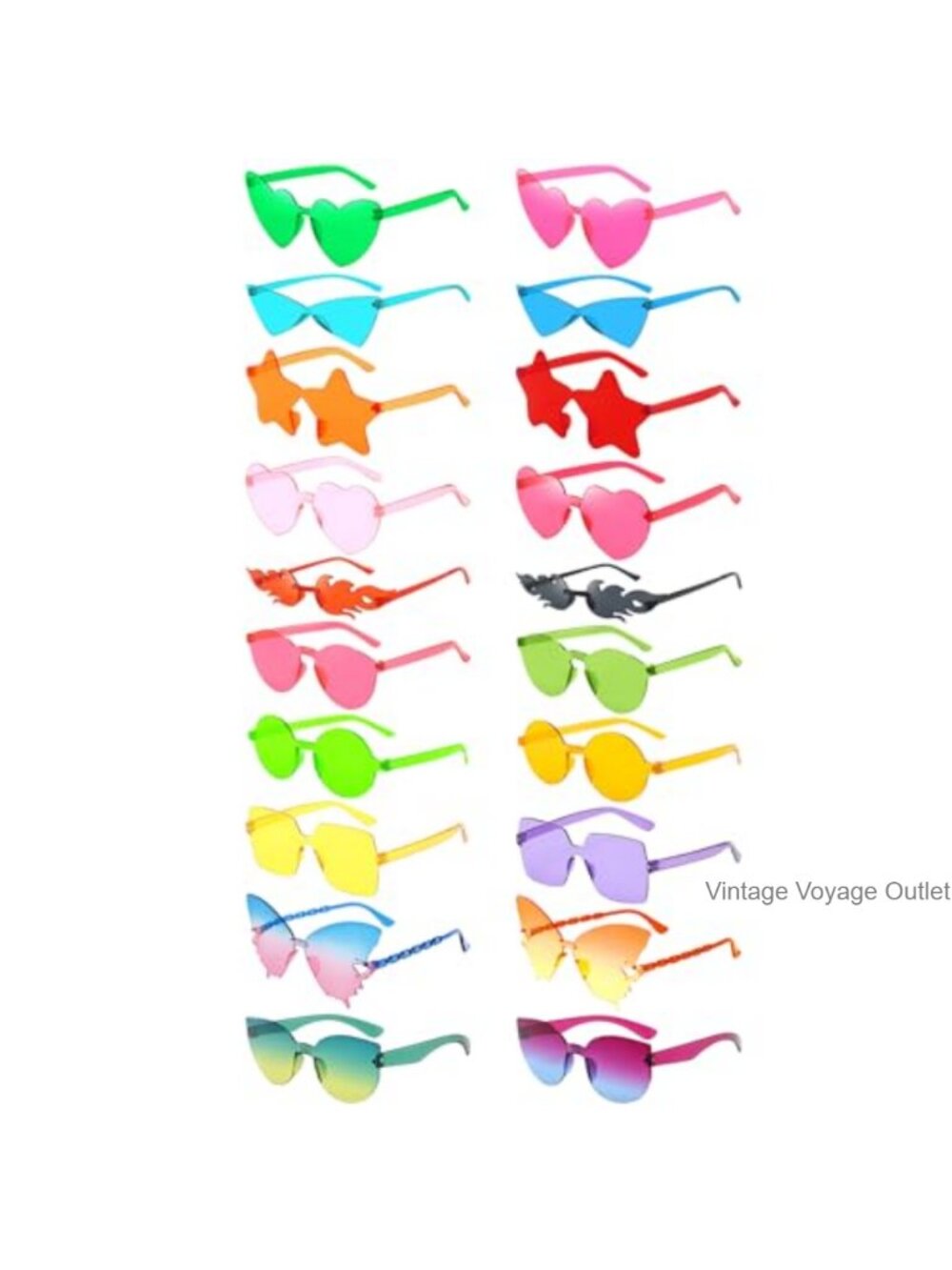 Rimless Sunglasses Set Retro Party Costume Accessories